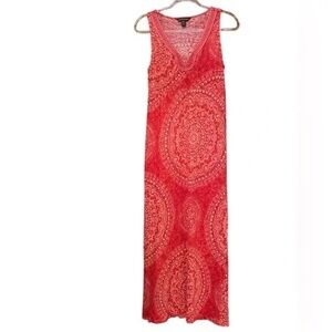 EUC Tommy Bahama Linen Maxi Dress Large Long Crochet Tropical Sleeveless